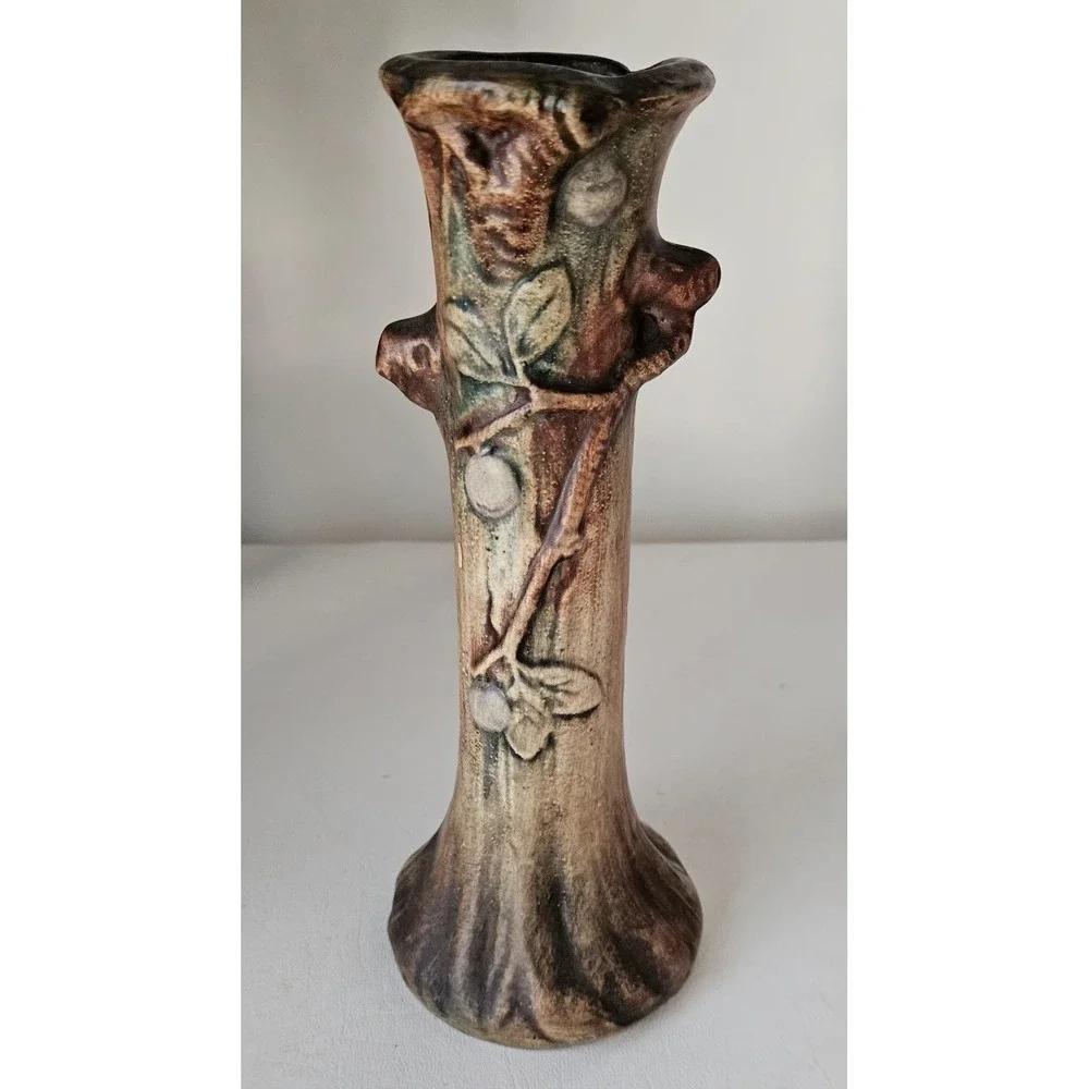 Vintage Weller Pottery Bud Vase Woodcraft Apple Tree